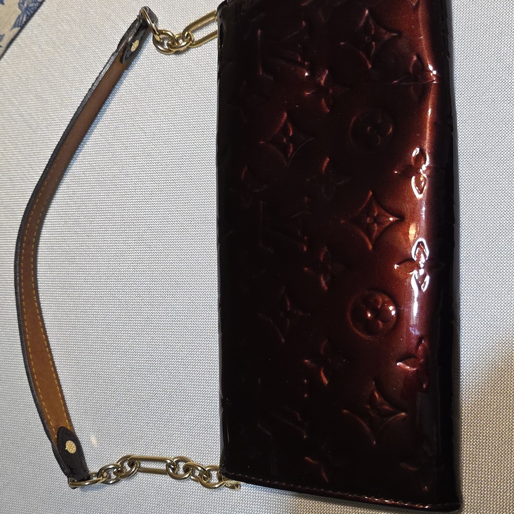 Louis Vuitton Patent Monogram Wristlet Clutch in Deep Wine - Picture 8 of 8